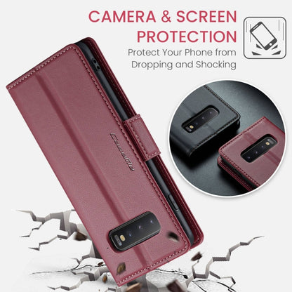 For Samsung Galaxy S10 CaseMe 023 Butterfly Buckle Litchi Texture RFID Anti-theft Leather Phone Case(Wine Red) - Galaxy Phone Cases by CaseMe | Online Shopping UK | buy2fix