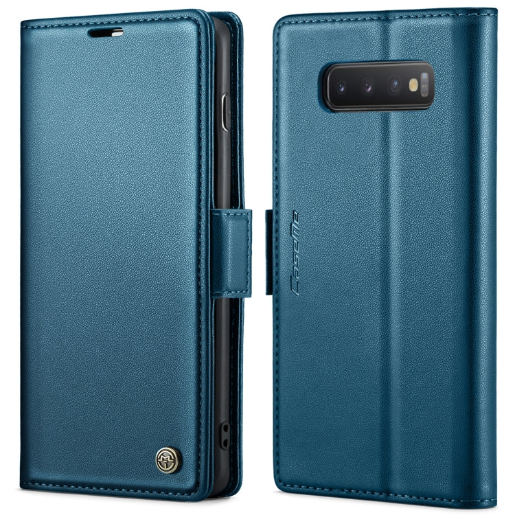 For Samsung Galaxy S10 CaseMe 023 Butterfly Buckle Litchi Texture RFID Anti-theft Leather Phone Case(Blue) - Galaxy Phone Cases by CaseMe | Online Shopping UK | buy2fix