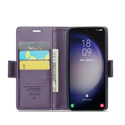 For Samsung Galaxy S24 CaseMe 023 Butterfly Buckle Litchi Texture RFID Anti-theft Leather Phone Case(Pearly Purple) - Galaxy S24 5G Cases by CaseMe | Online Shopping UK | buy2fix