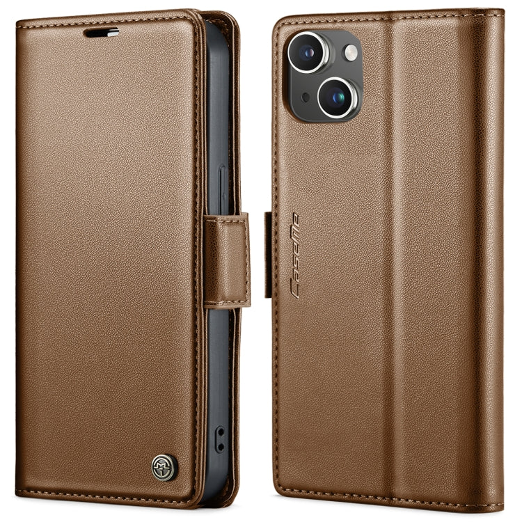 For iPhone 13 CaseMe 023 Butterfly Buckle Litchi Texture RFID Anti-theft Leather Phone Case(Brown) - iPhone 13 Cases by CaseMe | Online Shopping UK | buy2fix