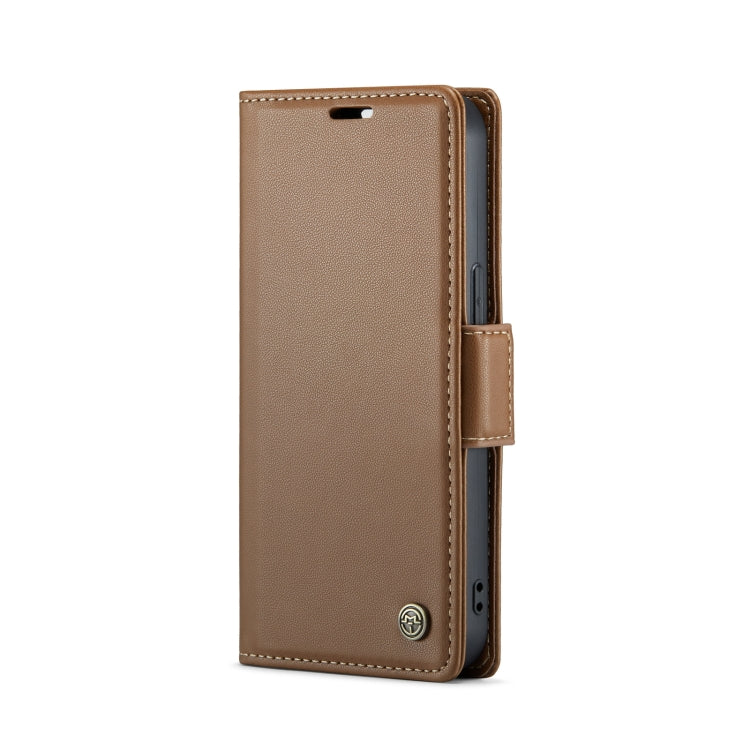 For iPhone 15 CaseMe 023 Butterfly Buckle Litchi Texture RFID Anti-theft Leather Phone Case(Brown) - iPhone 15 Cases by CaseMe | Online Shopping UK | buy2fix