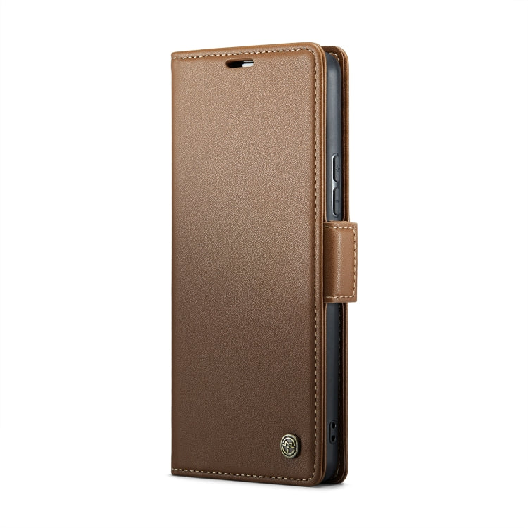 For Xiaomi 13T/13T Pro CaseMe 023 Butterfly Buckle Litchi Texture RFID Anti-theft Leather Phone Case(Brown) - Xiaomi Cases by CaseMe | Online Shopping UK | buy2fix