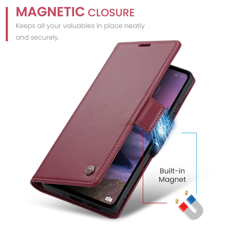 For Xiaomi Redmi 12 4G／12 5G／Note 12R／POCO M6 Pro 5G CaseMe 023 Butterfly Buckle Litchi Texture RFID Anti-theft Leather Phone Case(Wine Red) - Xiaomi Cases by CaseMe | Online Shopping UK | buy2fix