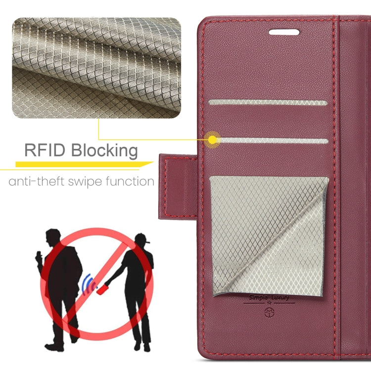 For Xiaomi Redmi 12 4G／12 5G／Note 12R／POCO M6 Pro 5G CaseMe 023 Butterfly Buckle Litchi Texture RFID Anti-theft Leather Phone Case(Wine Red) - Xiaomi Cases by CaseMe | Online Shopping UK | buy2fix