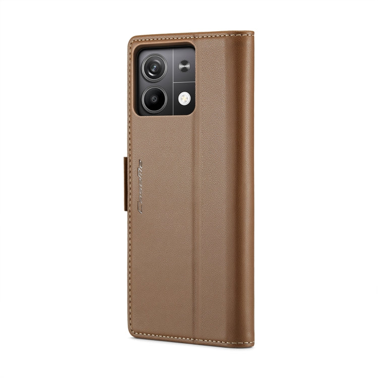 For Xiaomi Redmi Note 13 5G CaseMe 023 Butterfly Buckle Litchi Texture RFID Anti-theft Leather Phone Case(Brown) - Xiaomi Cases by CaseMe | Online Shopping UK | buy2fix