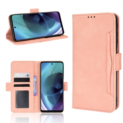 For Motorola Moto G52J 5G Skin Feel Calf Texture Card Slots Leather Phone Case(Pink) - Motorola Cases by buy2fix | Online Shopping UK | buy2fix