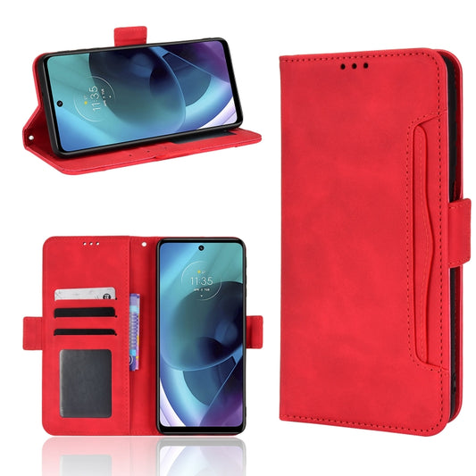 For Motorola Moto G52J 5G Skin Feel Calf Texture Card Slots Leather Phone Case(Red) - Motorola Cases by buy2fix | Online Shopping UK | buy2fix