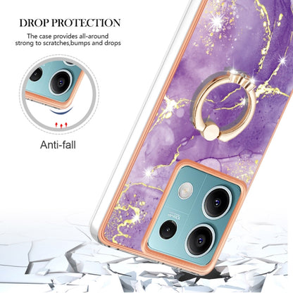 For Xiaomi Redmi Note 13 5G Global Electroplating Marble IMD TPU Phone Case with Ring Holder(Purple 002) - Note 13 Cases by buy2fix | Online Shopping UK | buy2fix