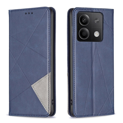 For Xiaomi Redmi Note 13 4G Global Rhombus Texture Magnetic Leather Phone Case(Blue) - Note 13 Cases by buy2fix | Online Shopping UK | buy2fix