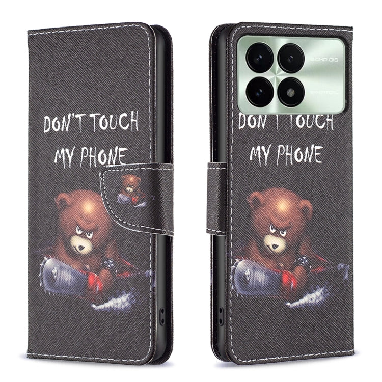 For Xiaomi Redmi K70E Colored Drawing Pattern Leather Phone Case(Bear) - K70E Cases by buy2fix | Online Shopping UK | buy2fix