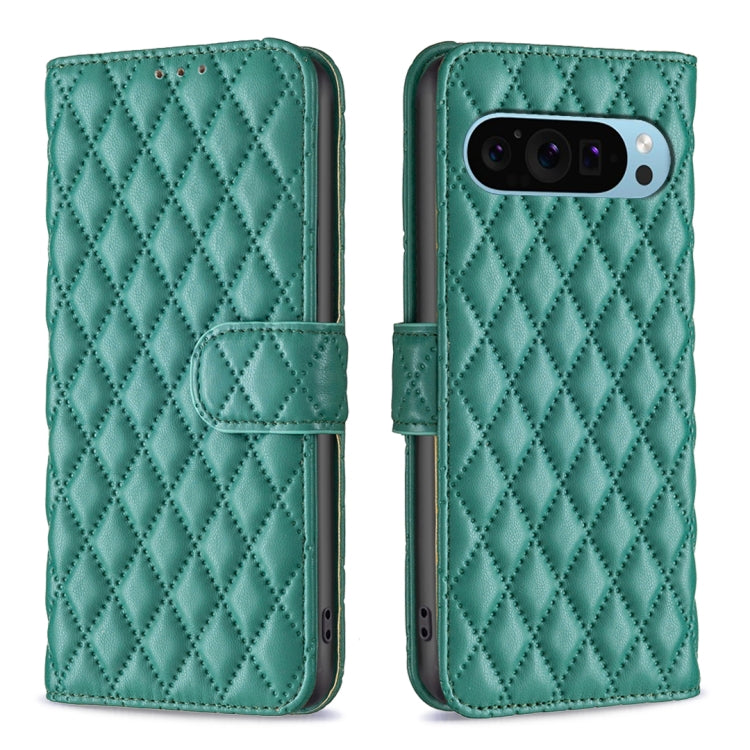 For Google Pixel 9 Pro Diamond Lattice Wallet Leather Flip Phone Case(Green) - Google Cases by buy2fix | Online Shopping UK | buy2fix