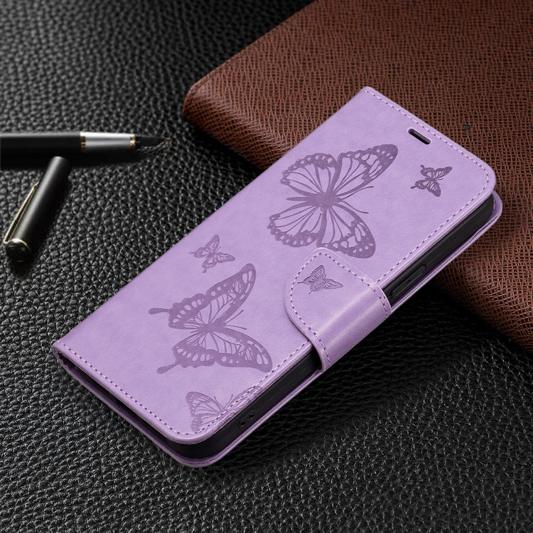 For Xiaomi Redmi Note 13 Pro 4G Global Two Butterflies Embossing Leather Phone Case(Purple) - Note 13 Pro Cases by buy2fix | Online Shopping UK | buy2fix