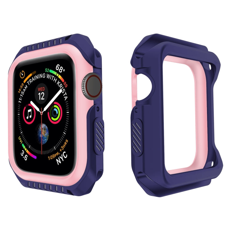 For Apple Watch Series 6 & SE & 5 & 4 44mm Shockproof Two Color Protective Case(Blue Pink) - Watch Cases by buy2fix | Online Shopping UK | buy2fix