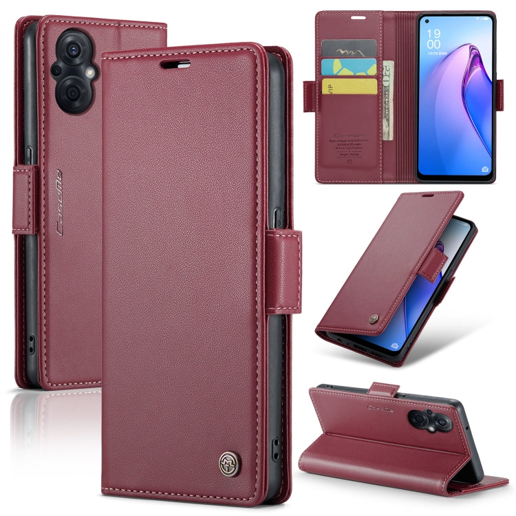 For OPPO F21 Pro 5G Globa/Reno8 Z Global CaseMe 023 Butterfly Buckle Litchi Texture RFID Anti-theft Leather Phone Case(Wine Red) - OPPO Cases by CaseMe | Online Shopping UK | buy2fix