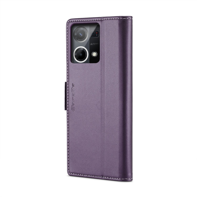 For OPPO Reno7 4G Indonesia/F21 Pro 4G/Reno8 4G CaseMe 023 Butterfly Buckle Litchi Texture RFID Anti-theft Leather Phone Case(Pearly Purple) - OPPO Cases by CaseMe | Online Shopping UK | buy2fix