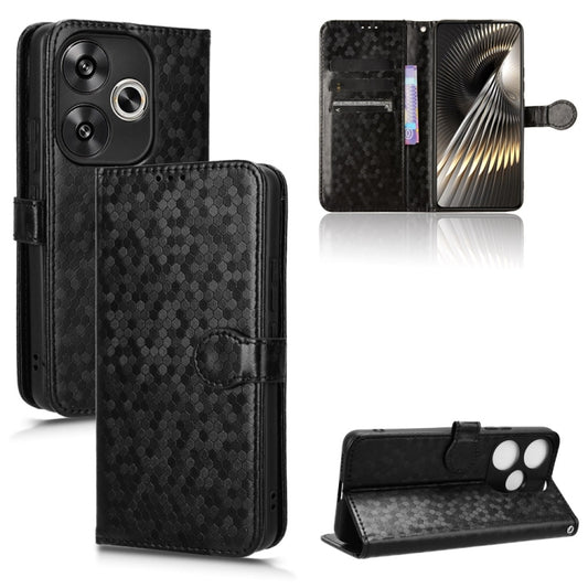 For Xiaomi Poco F6 /Redmi Turbo 3 Honeycomb Dot Texture Leather Phone Case(Black) - Xiaomi Cases by buy2fix | Online Shopping UK | buy2fix