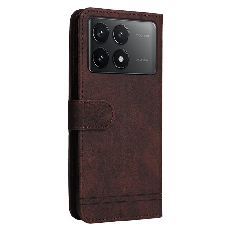For Xiaomi Redmi K70 / K70 Pro Skin Feel Life Tree Metal Button Leather Phone Case(Brown) - K70 Pro Cases by buy2fix | Online Shopping UK | buy2fix