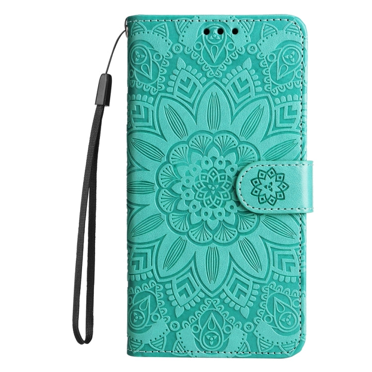For Xiaomi Redmi Note13 4G Embossed Sunflower Leather Phone Case(Green) - Note 13 Cases by buy2fix | Online Shopping UK | buy2fix