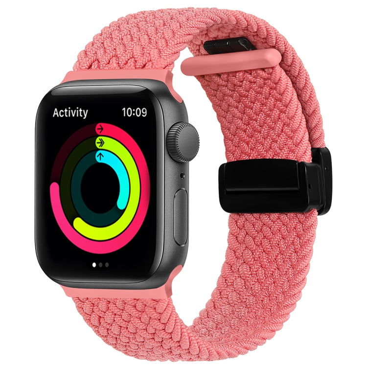 Magnetic Fold Clasp Woven Watch Band For Apple Watch 7 45mm(Pink) - Watch Bands by buy2fix | Online Shopping UK | buy2fix