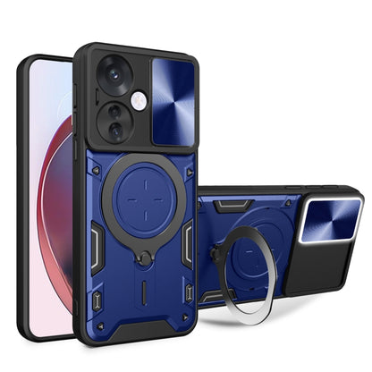 For OPPO Reno11 F 5G Global CD Texture Sliding Camshield Magnetic Holder Phone Case(Blue) - Reno11 F Cases by buy2fix | Online Shopping UK | buy2fix