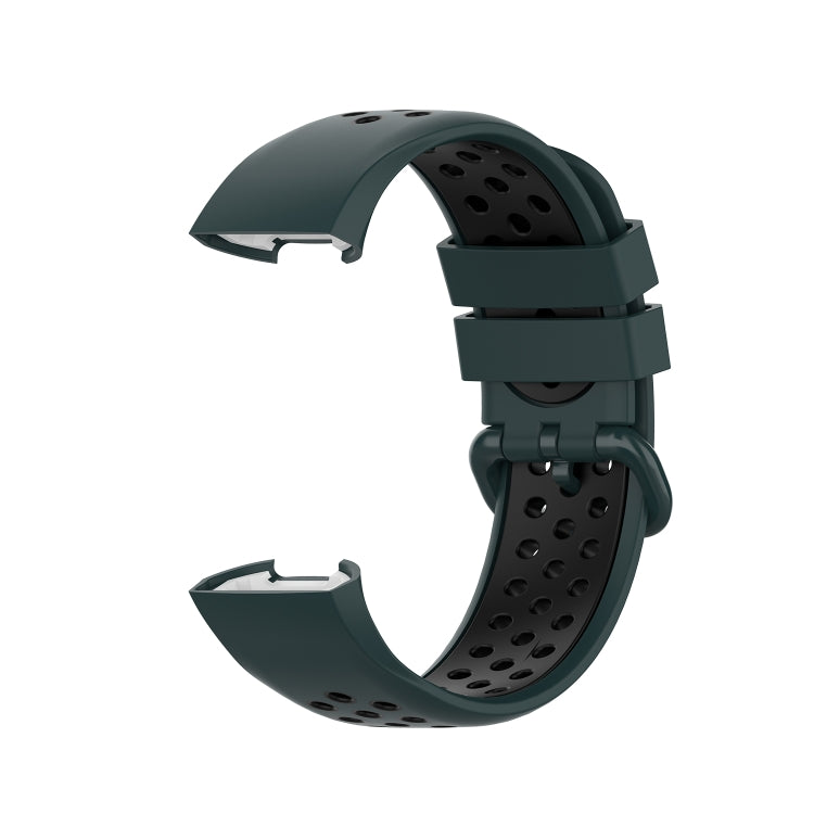 For Fitbit Charge 4 / Charge 3 / Charge 3 SE Watch Button Two Colors Silicone Replacement Strap Watchband(Olive Green Black) - Watch Bands by buy2fix | Online Shopping UK | buy2fix