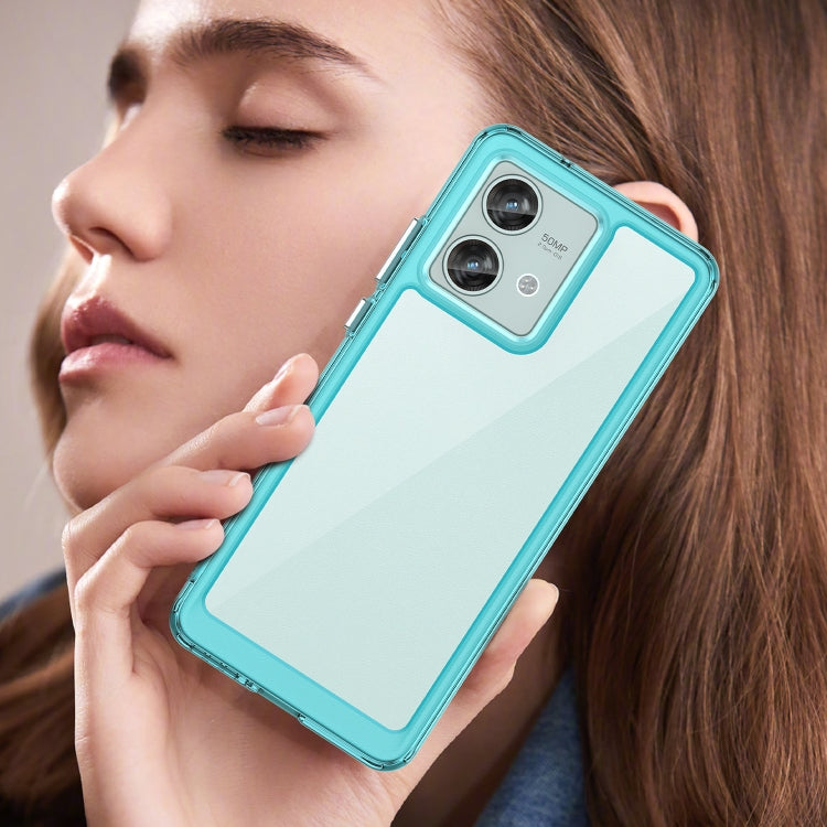 For Motorola Edge 40 Neo Colorful Series Acrylic Hybrid TPU Phone Case(Transparent Blue) - Motorola Cases by buy2fix | Online Shopping UK | buy2fix