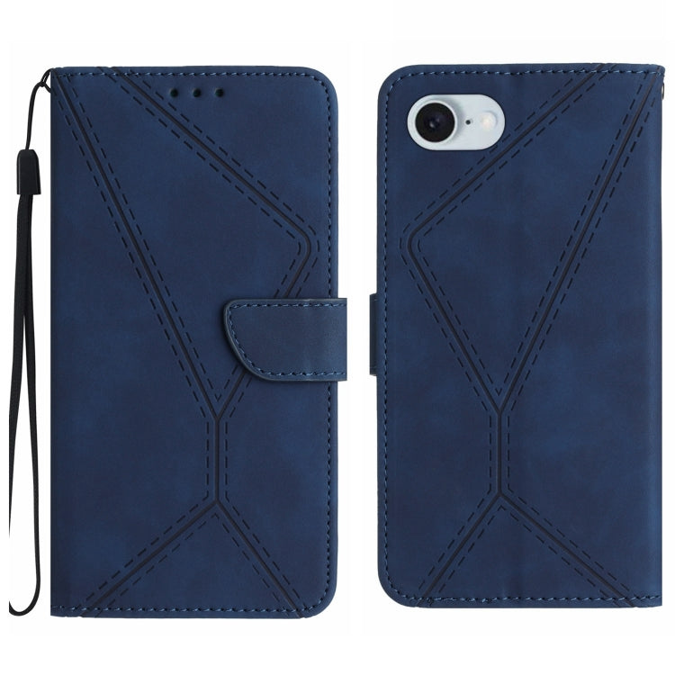 For iPhone SE 2024 Stitching Embossed Leather Phone Case(Blue) - More iPhone Cases by buy2fix | Online Shopping UK | buy2fix