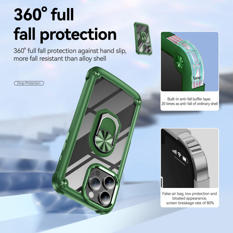 For iPhone 16 Pro TPU + PC Lens Protection Phone Case with Ring Holder(Green) - iPhone 16 Pro Cases by buy2fix | Online Shopping UK | buy2fix