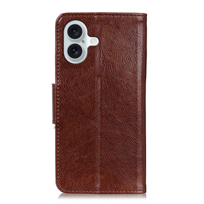 For iPhone 16 Plus Nappa Texture Leather Case(Brown) - iPhone 16 Plus Cases by buy2fix | Online Shopping UK | buy2fix