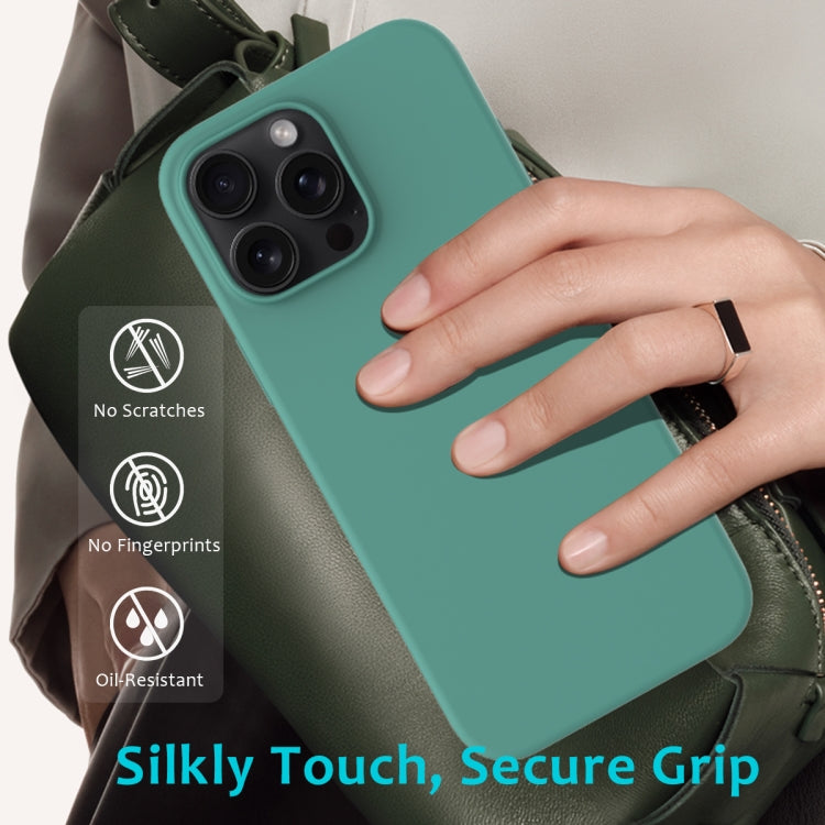 For iPhone 16 Pro Max Solid Color Silicone Phone Case(Pine Needle Green) - More iPhone Cases by buy2fix | Online Shopping UK | buy2fix