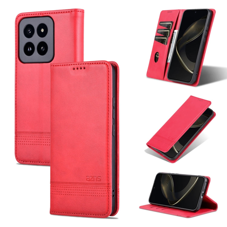 For Xiaomi 14 Pro AZNS Magnetic Calf Texture Flip Leather Phone Case(Red) - 14 Pro Cases by AZNS | Online Shopping UK | buy2fix