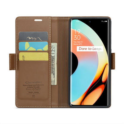 For Realme 10 Pro+ CaseMe 023 Butterfly Buckle Litchi Texture RFID Anti-theft Leather Phone Case(Brown) - Realme Cases by CaseMe | Online Shopping UK | buy2fix