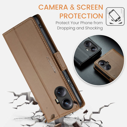 For Realme 10 Pro+ CaseMe 023 Butterfly Buckle Litchi Texture RFID Anti-theft Leather Phone Case(Brown) - Realme Cases by CaseMe | Online Shopping UK | buy2fix