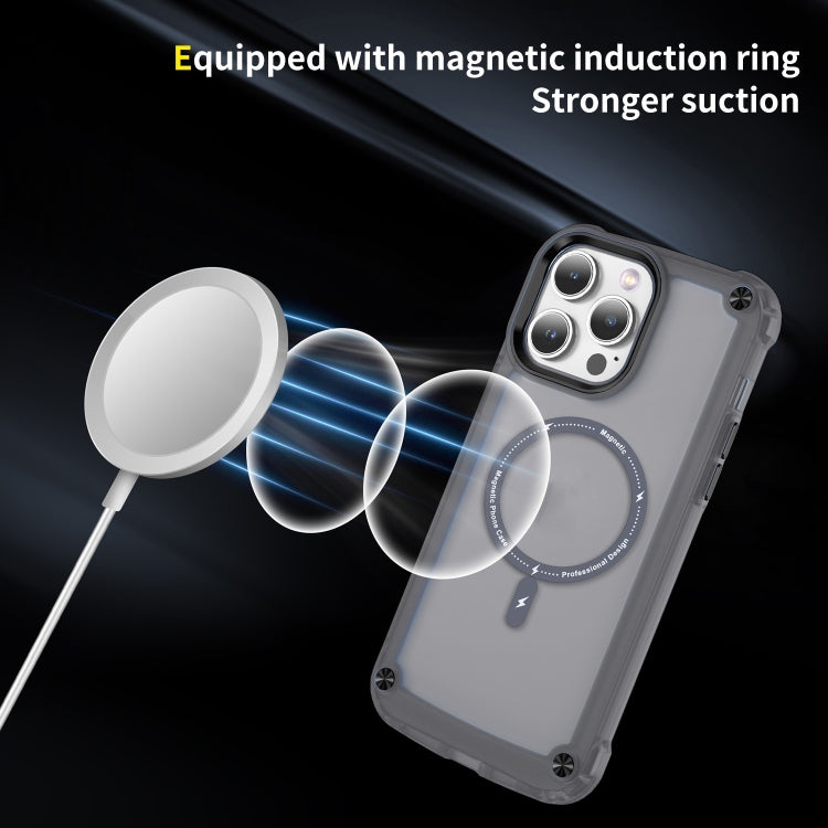 For iPhone 16 Pro Max Skin Feel TPU + PC MagSafe Magnetic Phone Case(Transparent Black) - iPhone 16 Pro Max Cases by buy2fix | Online Shopping UK | buy2fix