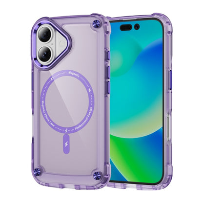 For iPhone 16 Plus Skin Feel TPU + PC MagSafe Magnetic Phone Case(Transparent Purple) - iPhone 16 Plus Cases by buy2fix | Online Shopping UK | buy2fix