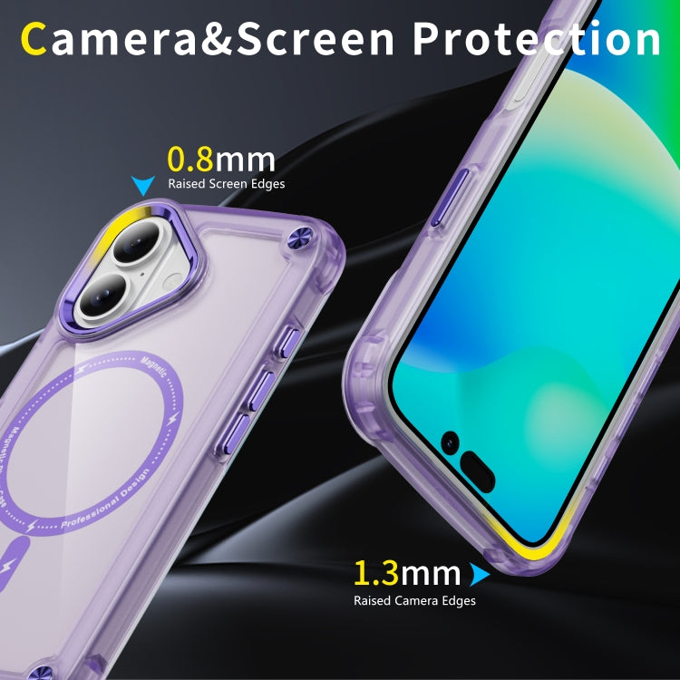 For iPhone 16 Plus Skin Feel TPU + PC MagSafe Magnetic Phone Case(Transparent Purple) - iPhone 16 Plus Cases by buy2fix | Online Shopping UK | buy2fix