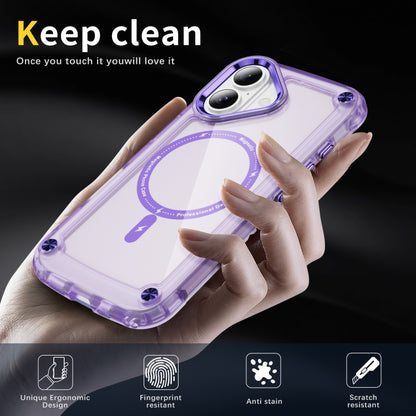 For iPhone 16 Plus Skin Feel TPU + PC MagSafe Magnetic Phone Case(Transparent Purple) - iPhone 16 Plus Cases by buy2fix | Online Shopping UK | buy2fix