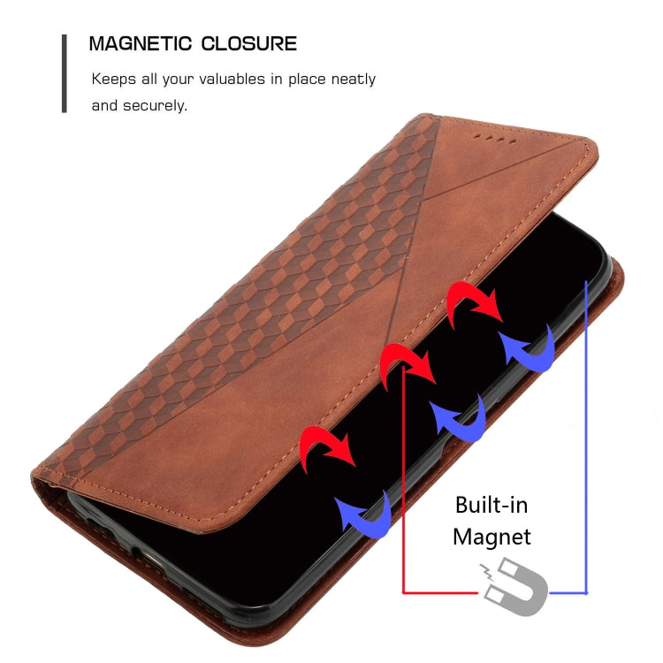 For Xiaomi Redmi Turbo 3 Diamond Splicing Skin Feel Magnetic Leather Phone Case(Brown) - Xiaomi Cases by buy2fix | Online Shopping UK | buy2fix