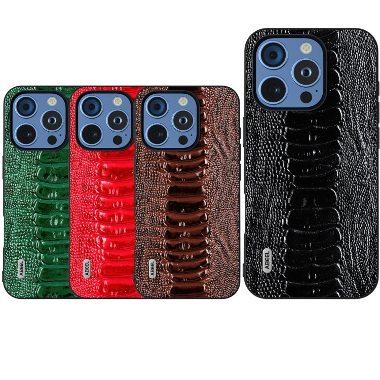 For iPhone 16 Pro ABEEL Genuine Leather Weilai Series Phone Case(Red) - iPhone 16 Pro Cases by buy2fix | Online Shopping UK | buy2fix