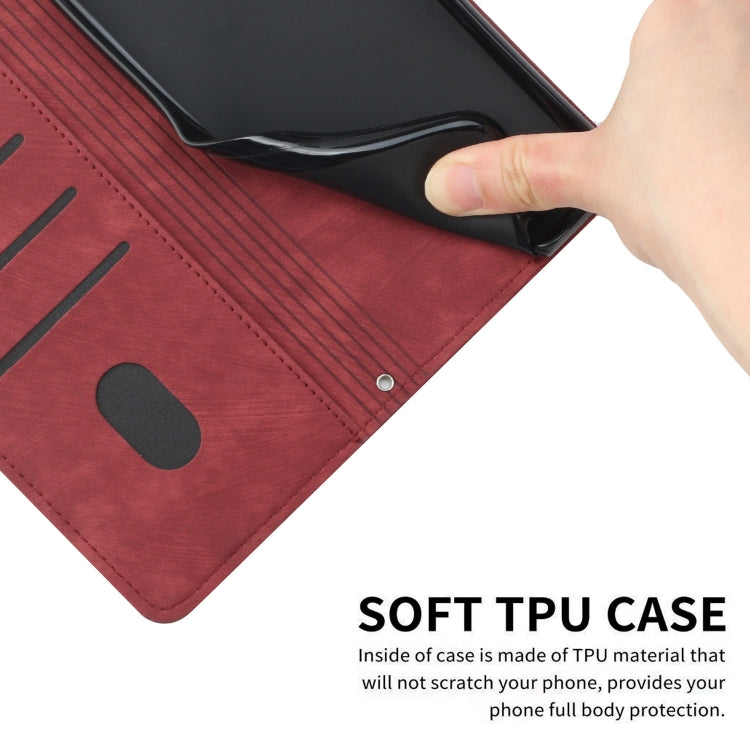 For Xiaomi Redmi Note 13 Pro+ Skin Feel Stripe Pattern Leather Phone Case with Long Lanyard(Red) - Note 13 Pro+ Cases by buy2fix | Online Shopping UK | buy2fix