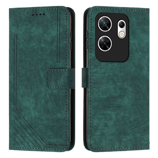For Infinix Zero 30 4G Skin Feel Stripe Pattern Leather Phone Case with Lanyard(Green) - Infinix Cases by buy2fix | Online Shopping UK | buy2fix