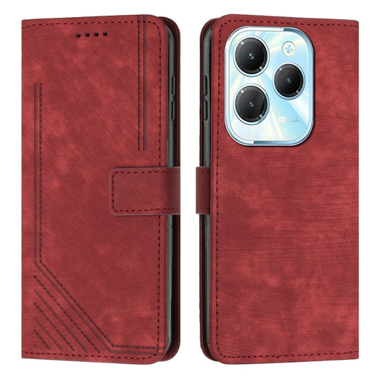 For Infinix Hot 40 / 40 Pro Skin Feel Stripe Pattern Leather Phone Case with Lanyard(Red) - Infinix Cases by buy2fix | Online Shopping UK | buy2fix
