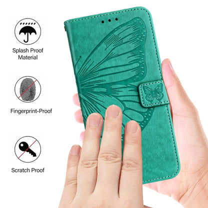 For iPhone 16 Pro Max Embossed Butterfly Leather Phone Case(Green) - iPhone 16 Pro Max Cases by buy2fix | Online Shopping UK | buy2fix