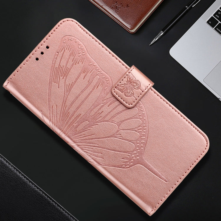 For iPhone 16 Pro Embossed Butterfly Leather Phone Case(Rose Gold) - iPhone 16 Pro Cases by buy2fix | Online Shopping UK | buy2fix