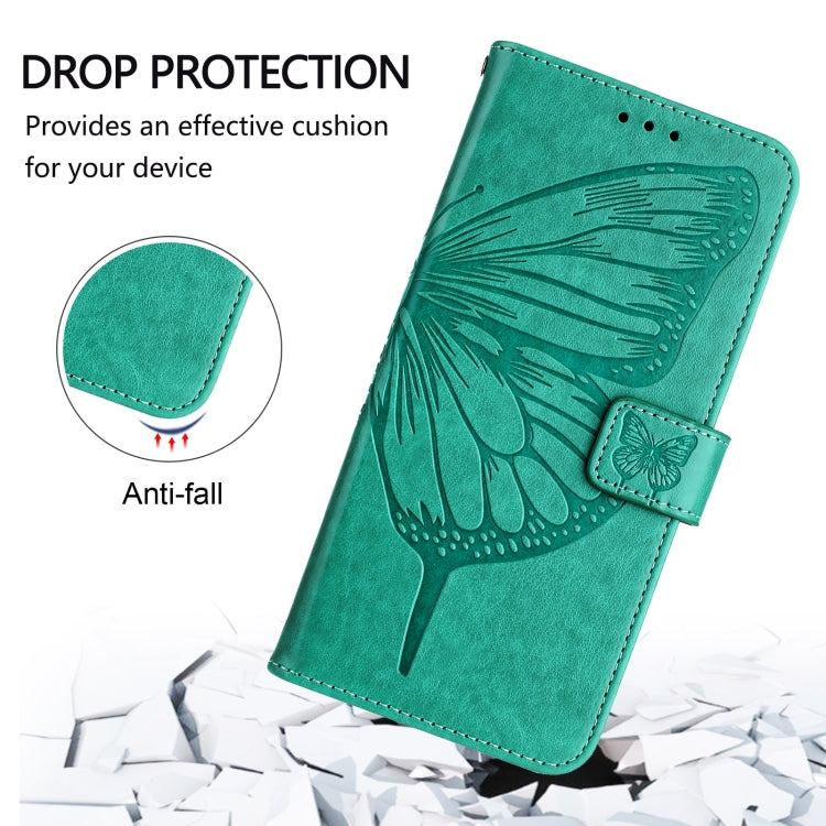 For iPhone 16 Pro Embossed Butterfly Leather Phone Case(Green) - iPhone 16 Pro Cases by buy2fix | Online Shopping UK | buy2fix