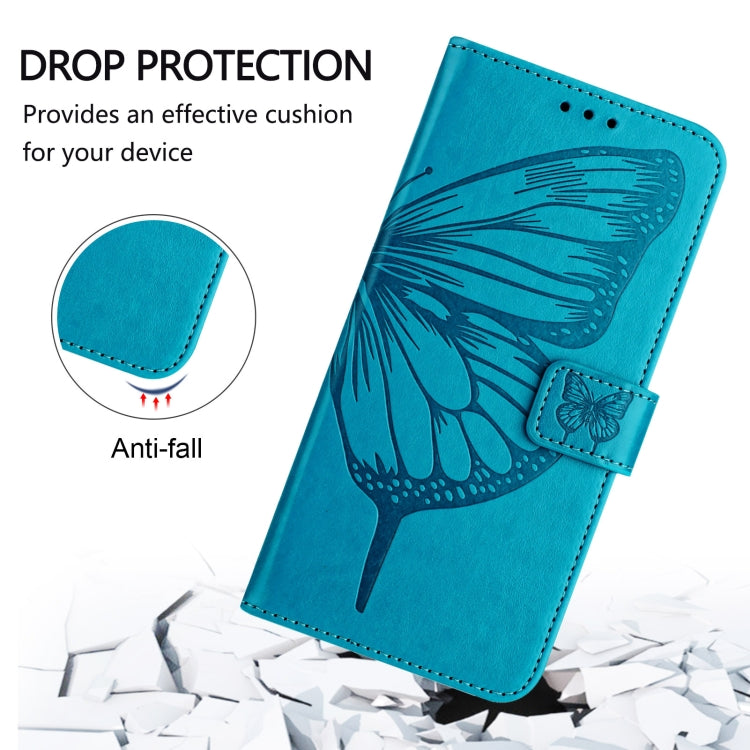 For iPhone 16 Embossed Butterfly Leather Phone Case(Blue) - iPhone 16 Cases by buy2fix | Online Shopping UK | buy2fix