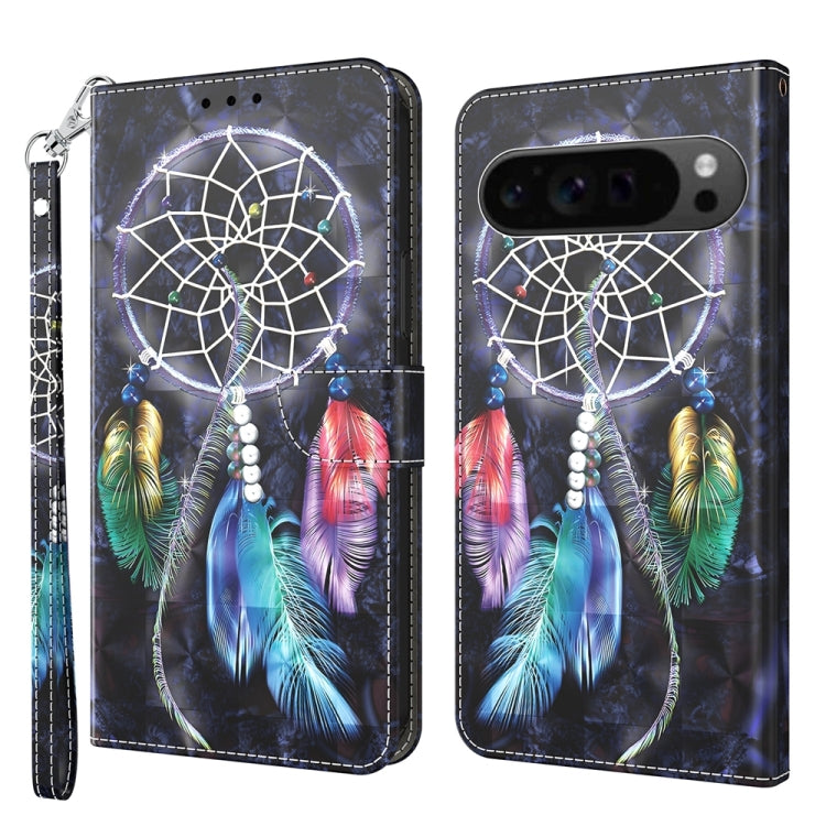 For Google Pixel 9 Pro 3D Painted Pattern Leather Phone Case(Colorful Dreamcatcher) - Google Cases by buy2fix | Online Shopping UK | buy2fix