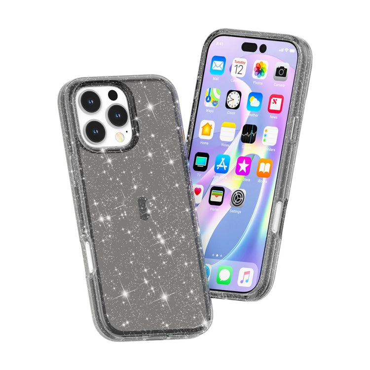 For iPhone 16 Pro Shockproof Terminator Glitter Powder Phone Case(Black) - iPhone 16 Pro Cases by buy2fix | Online Shopping UK | buy2fix