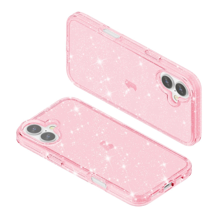 For iPhone 16 Shockproof Terminator Glitter Powder Phone Case(Pink) - iPhone 16 Cases by buy2fix | Online Shopping UK | buy2fix