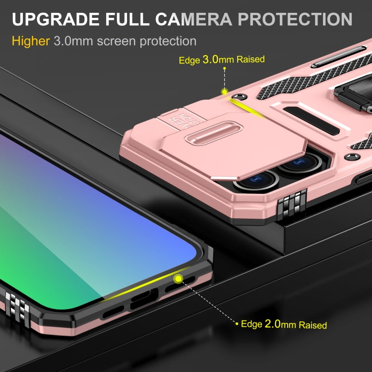 For iPhone 16 Pro Max Armor PC + TPU Camera Shield Phone Case(Rose Gold) - iPhone 16 Pro Max Cases by buy2fix | Online Shopping UK | buy2fix